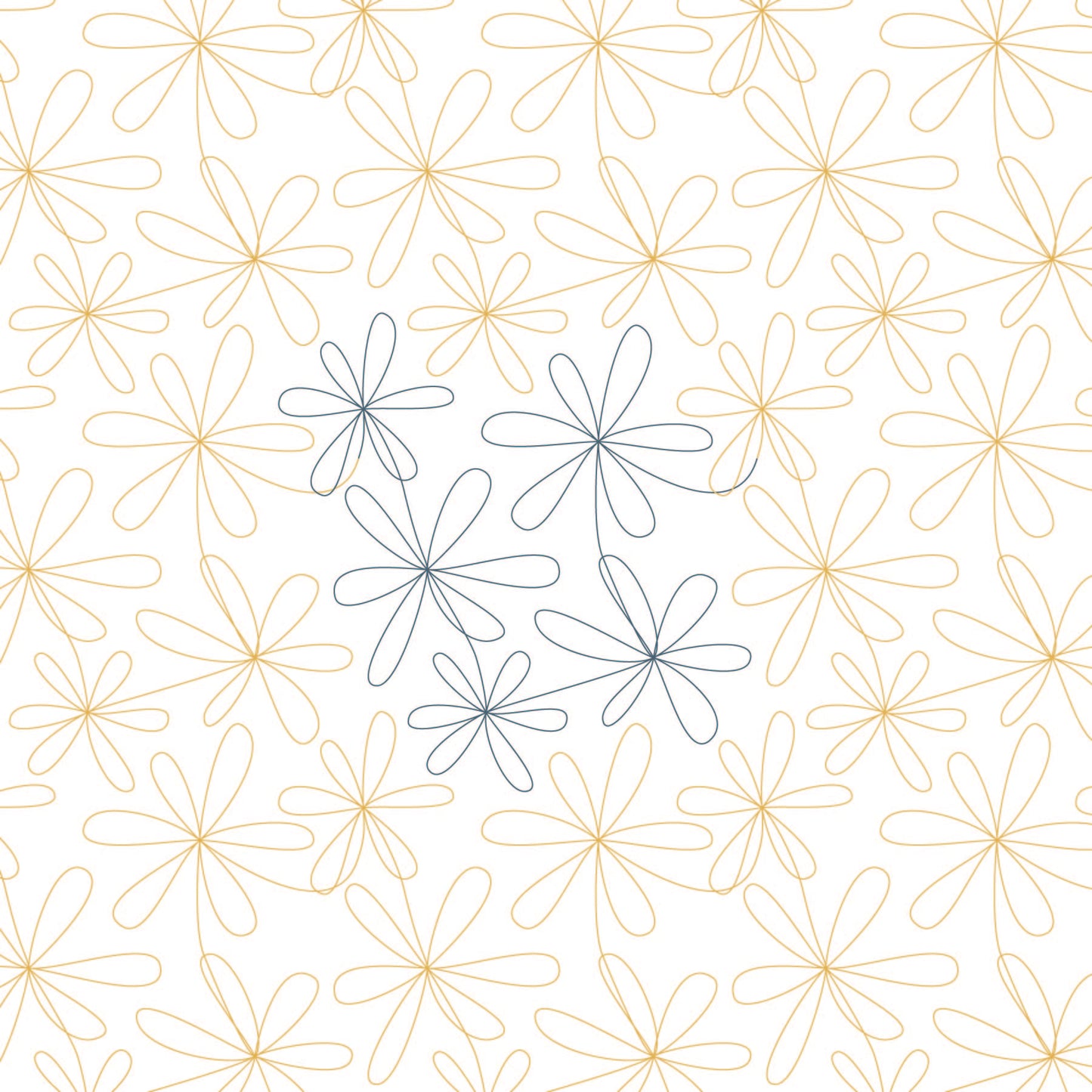 Digital longarm quilting pantograph. 6 Petal flower Dastardly Quilt Studio