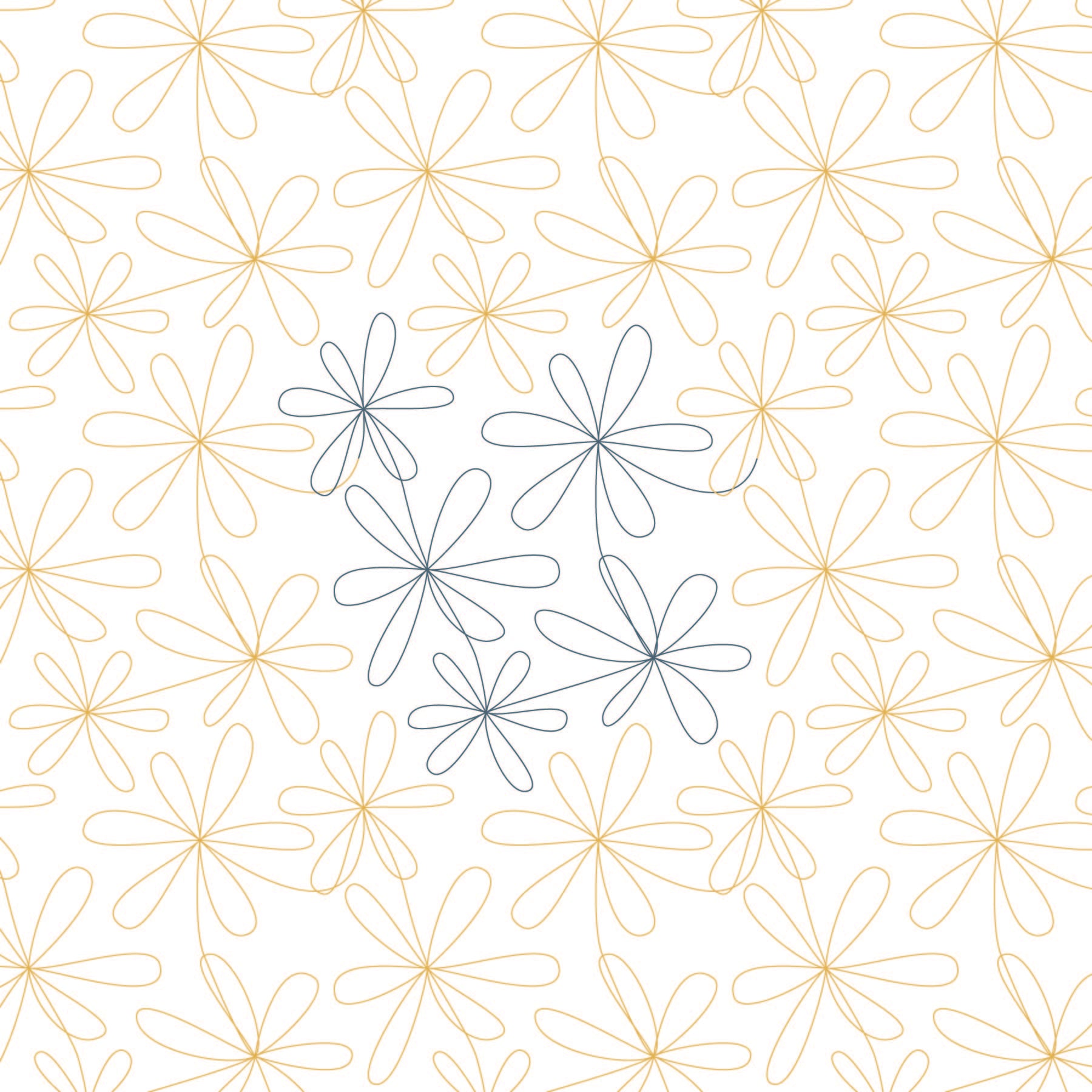 Digital longarm quilting pantograph. 6 Petal flower Dastardly Quilt Studio